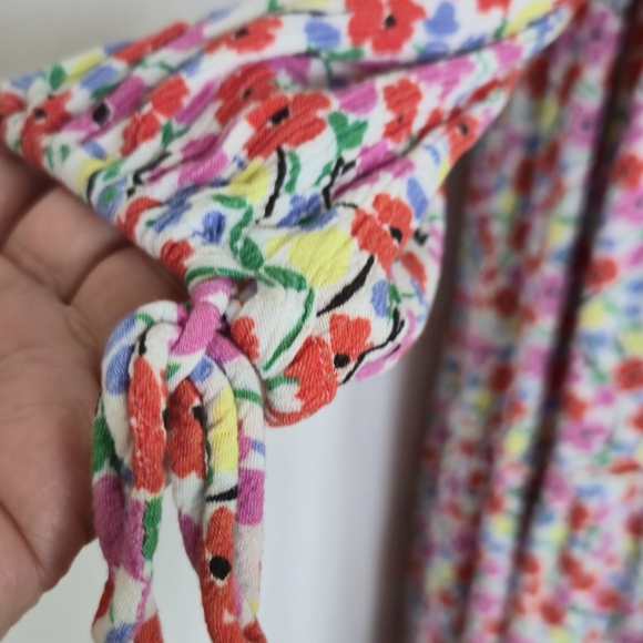 Anthropologie Fresha London Pink Floral Midi Dress with V-Neck - Picture 5 of 14